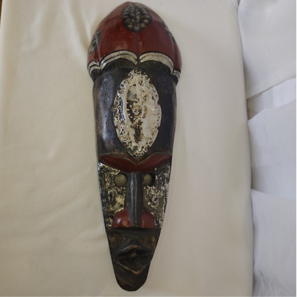 Handcrafted Tribal Wall Mask in Red and Black